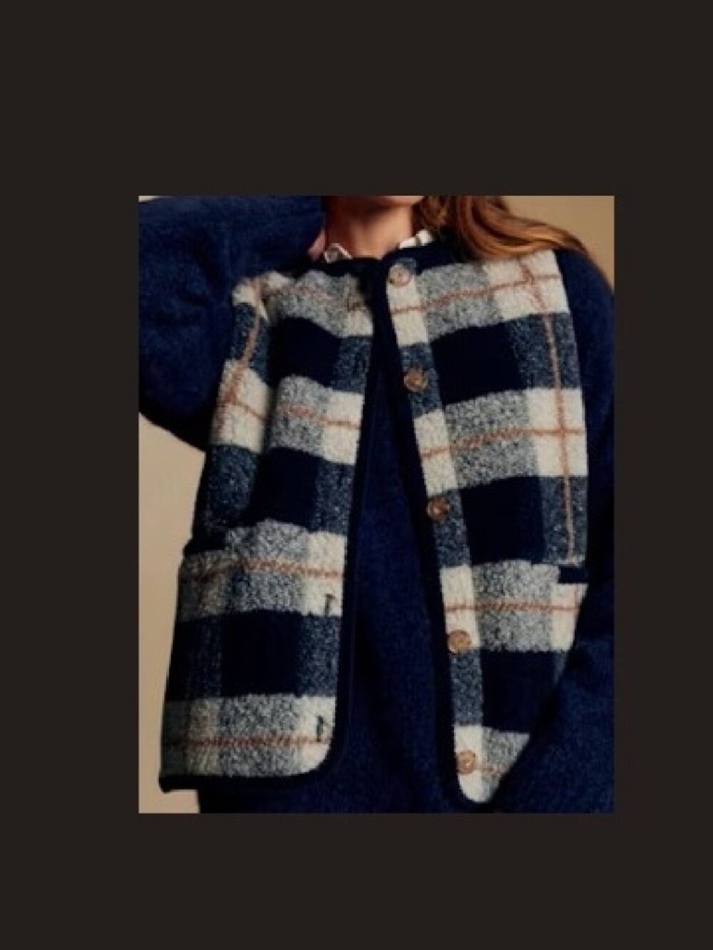 Sezane Fred Jacket, Blue and Ecru Checks, size 4